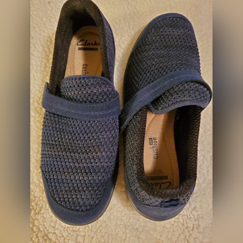 Clark collection ortho feet size 7,  navy blue slip on shoes.